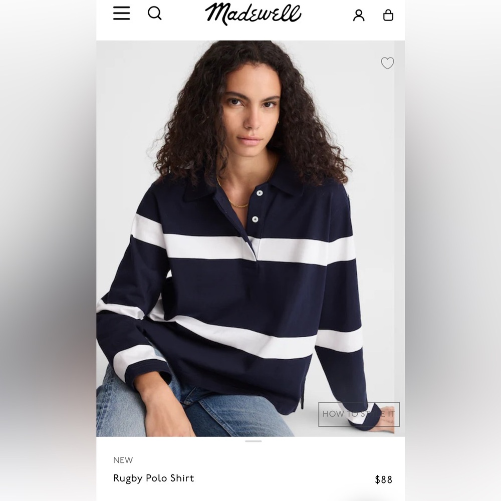 Madewell Striped Navy and White Button Down Shirt